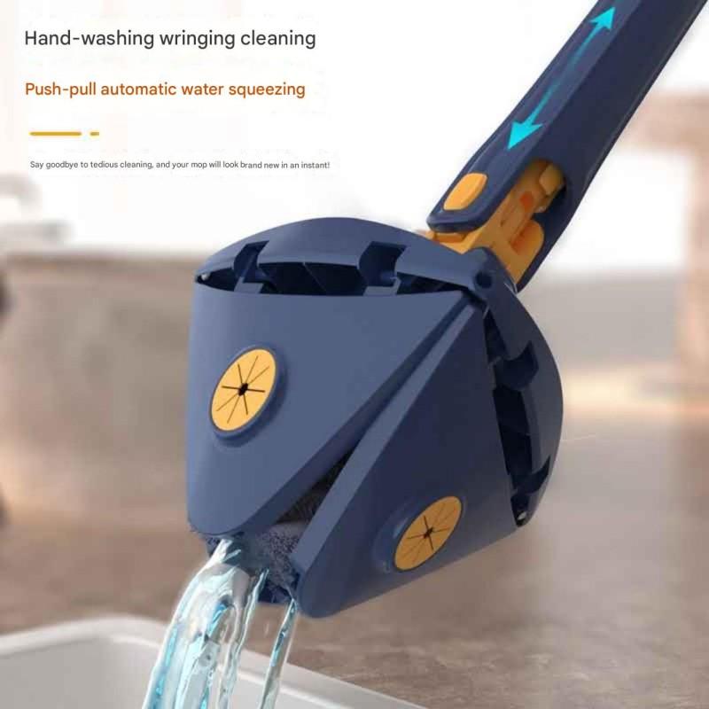 Triangular 360° Rotatable Floor Mop with Long Handle - Hands-Free Wringing, Wet & Dry Use Cleaning Tool for Floors, Walls, Ceilings, Corners & Glass