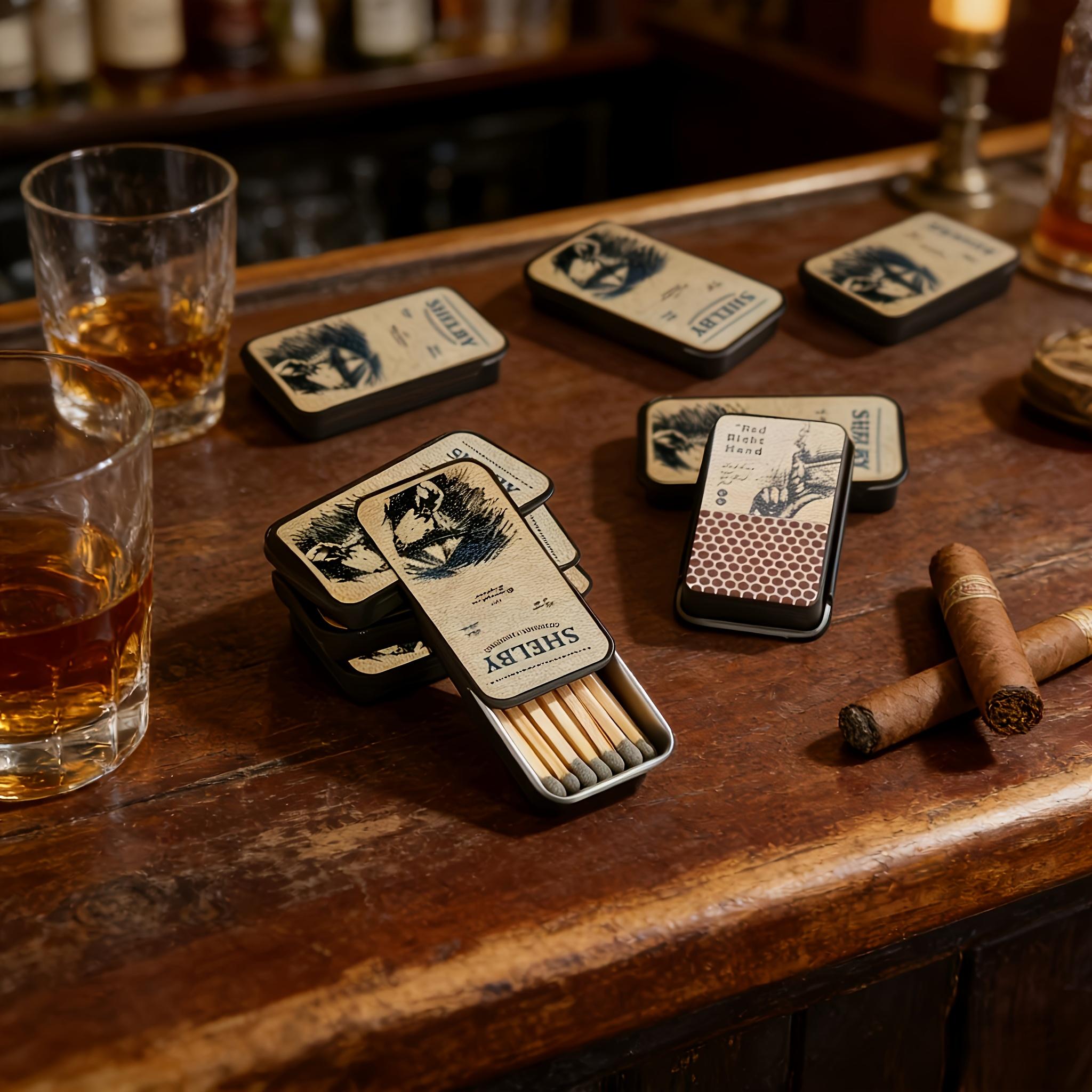 Vintage Retro Tin Matchbox - Thickened Tinplate, Strong and Moisture-Proof - Reusable - Retro Prints Filled with Nostalgic Charm - Smooth Sliding Lid - One Swipe Lights a Fire - Also a Decorative Item for the Desk - Excellent for Collecting