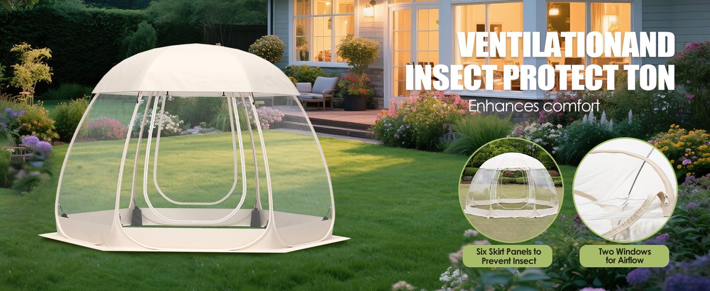 8-14 Person Pop-up Bubble Tent with Waterproof Roof & Vent Windows – 10ft-12ft Camping Shelters, Outdoor Garden Dome Igloo with 0.15mm Clear PVC, 540 °   Transparent Screen Room for Patio, Backyard