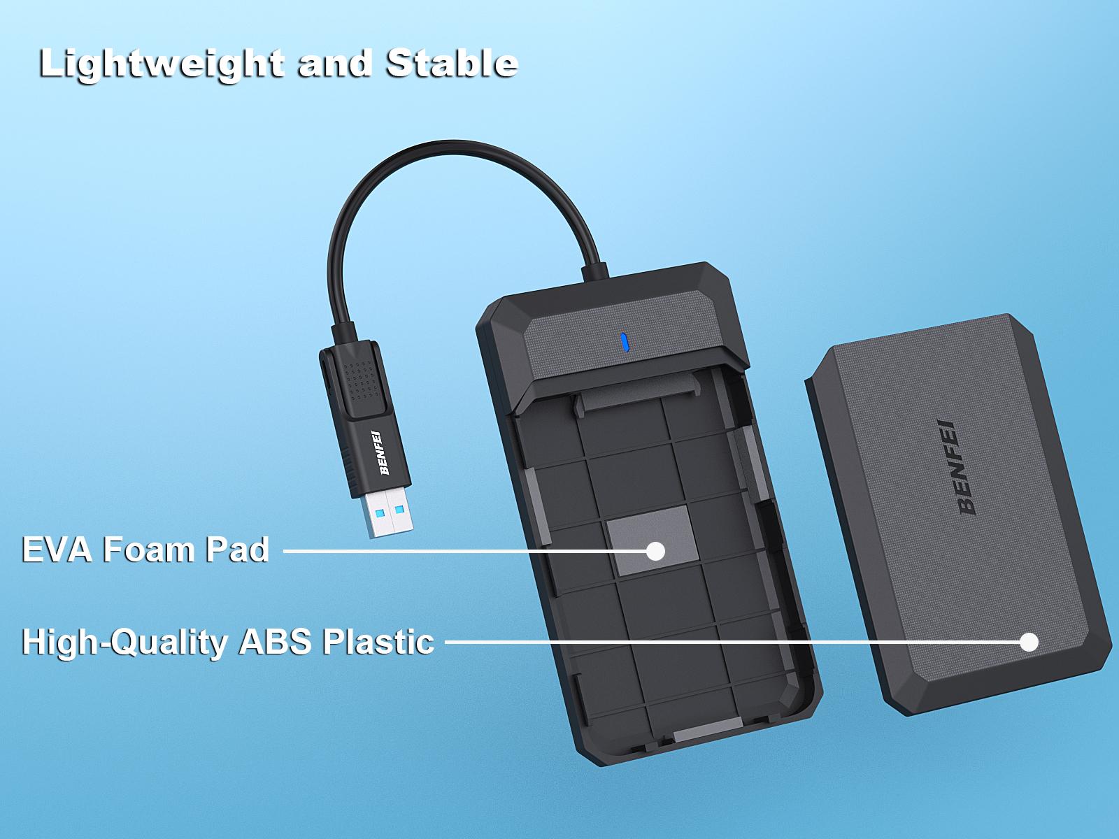 BENFEI 2.5 Inch SSD Enclosure SATA to USB-C/A Tool Free External Hard Drive Box