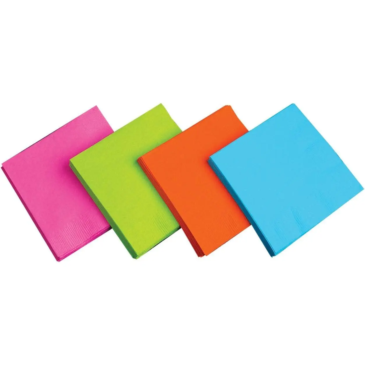 2-Ply Disposable Four Fold Square Colored Paper Luncheon Napkins, 13" x 13" Unfolded, Assorted Neon Brights, 96 Count for Party and Everyday UseGift