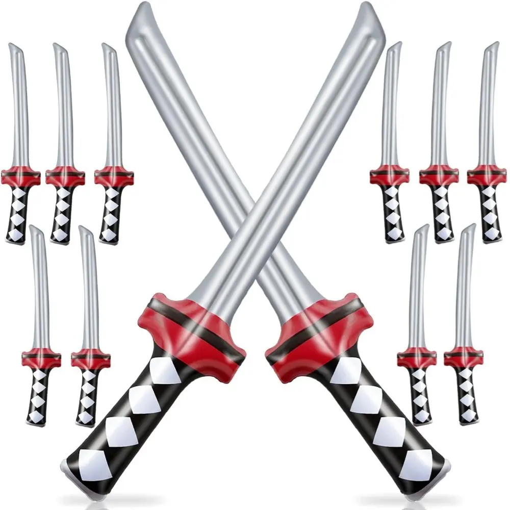12pcs PVC Inflatable Samurai Swords, Halloween Christmas Pool Party Imaginative Toy Role Play Set, Non-Sharp Costume Weapons Armor