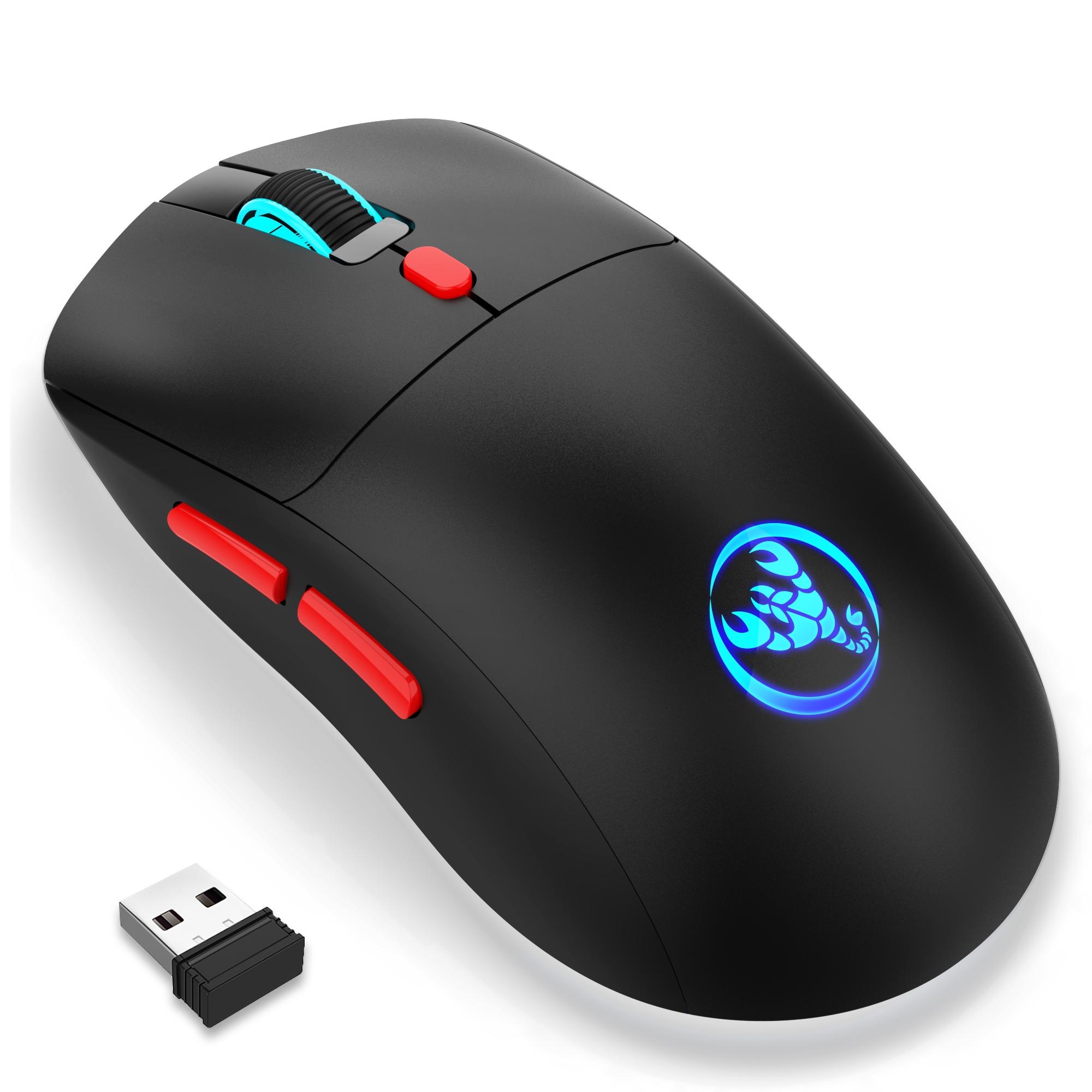 Wireless 2.4g Mouse with 650 mah Battery, Optical Movement Detection, Right Hand Orientation, Suitable for PC Laptop MAC Gaming Office Use Ergonomic Gaming Mouse
