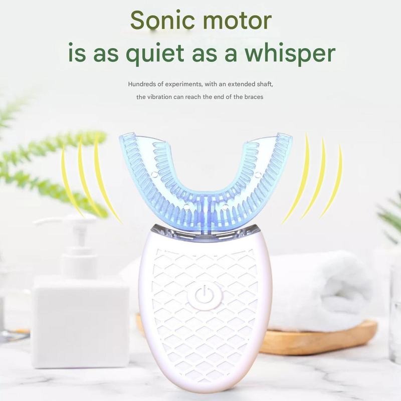 Adult Ultrasonic Electric Toothbrush with U-Shaped Design, 360-Degree Full Mouth Cleaning, IPX7 Waterproof for Effective Oral Hygiene