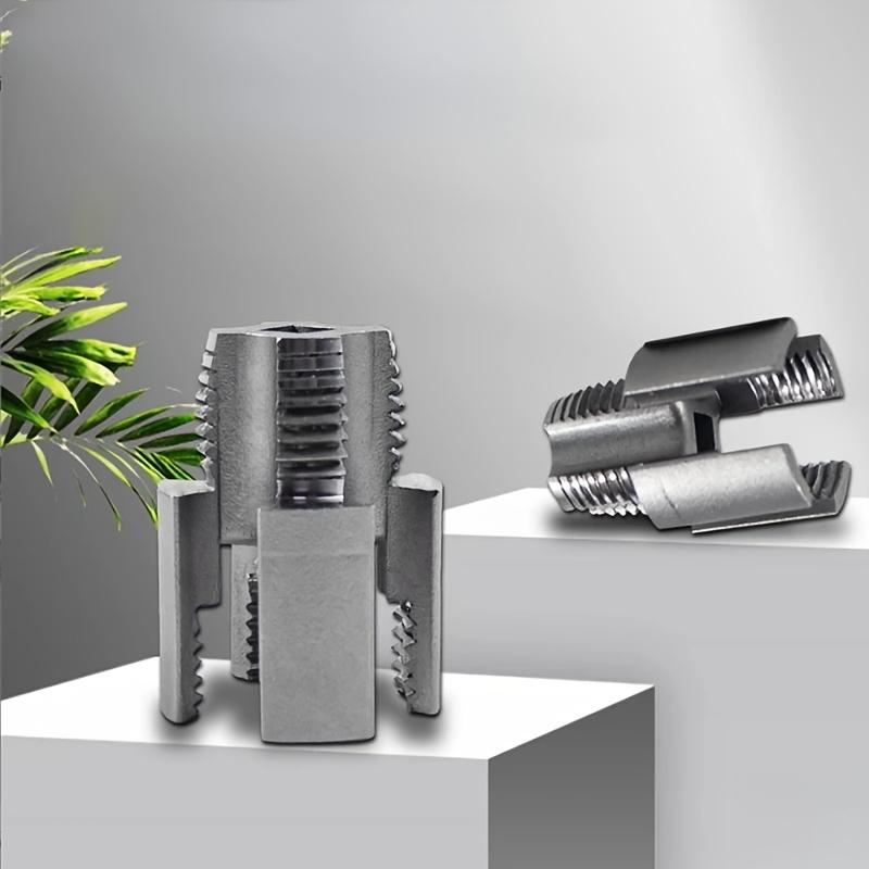 5pcs Heavy Duty Pipe Threading Tool Set/Integrated Internal And External Pipe Threading Tool - 1/2", 3/4", 1"+4 Internal And External Integrated Die Heads Internal/External Thread, Compatible with Electric Drill Pvc/Plastic Pipe Threading Tool