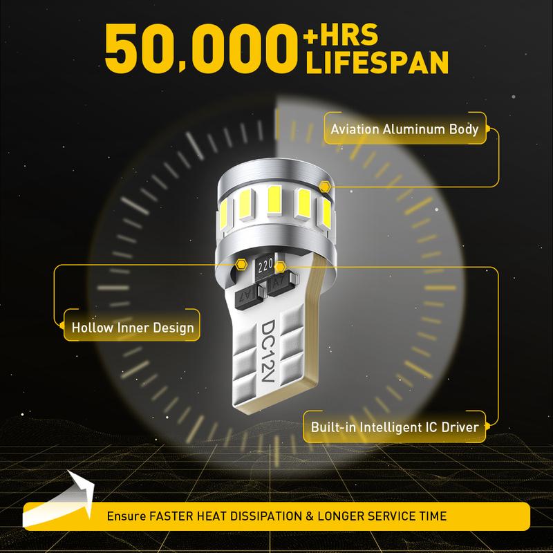 AUXITO Latest 194 LED Bulbs for License Plate Light 6500K Bright White, Canbus Error Free 168 2825 T10 W5W LED Bulb for Car Dome Door Map Courtesy Trunk Cargo License Plate Lights, Pack of 2