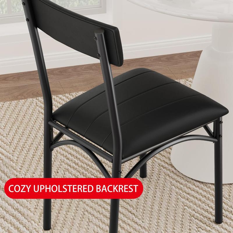 Dining Chairs Set of 2, Upholstered Dining Chairs with Back, PU Leather Dining Kitchen Chair for Kitchen, Apartment, Dinner, Comfortable Seat, Easy Assembly