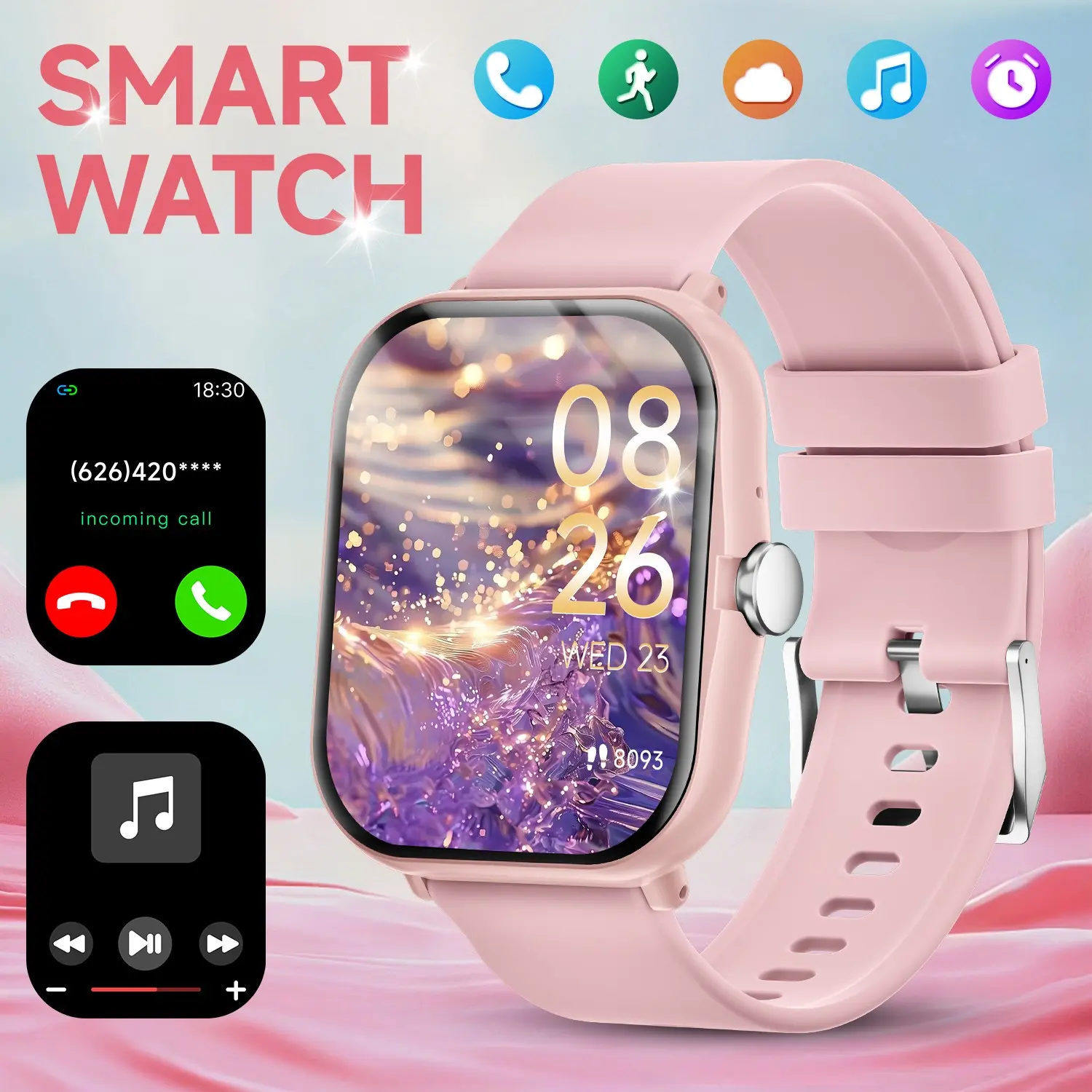 SIMSONLAB Low-Power Smart Watch - 1.83-Inch HD Display, Wireless Call, Message Alerts, Voice Assistant, Multiple Sports Modes, DIY Watch Faces, Kids' New Year Gift