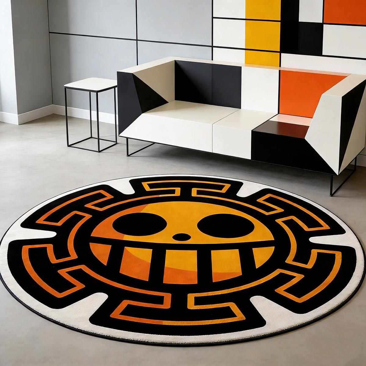Anime Theme Carpet, Anime Secondary Logo Bedroom Bedside Rug, Dark Street Style Living Room Decor Mat, Non-Slip Durable Gaming Floor Pad