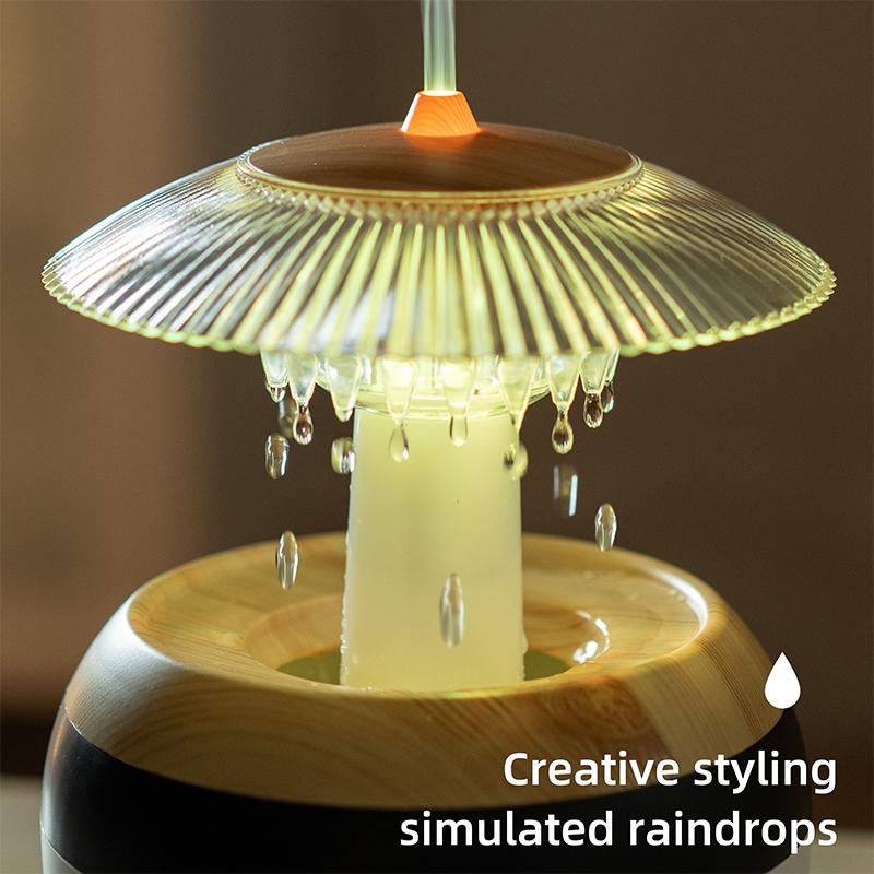 USB Plug-In Essential Oil Diffuser 450ML Cloud Humidifier Fragrance Aroma Humidifier Raindrop Filter with Music, Colorful LED Lights, Timer & Auto Shut-Off