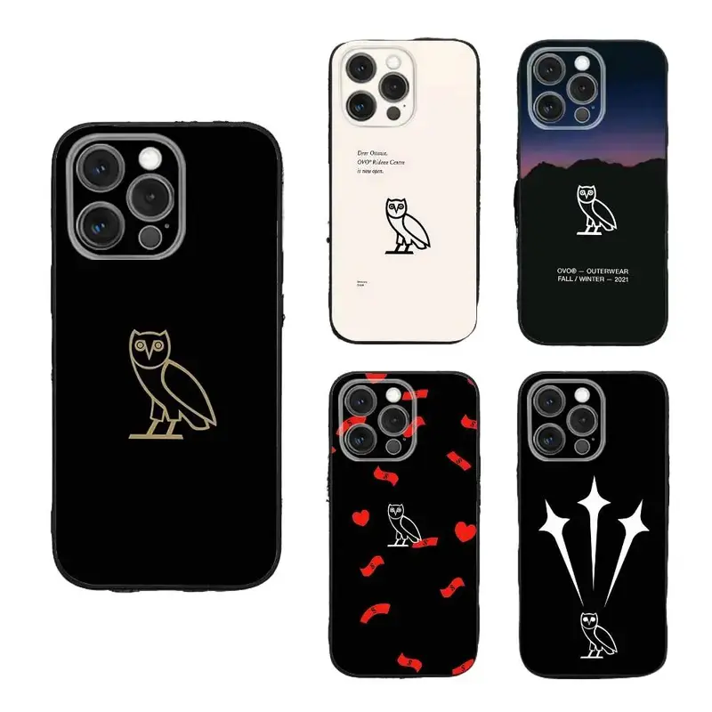 D-Drake O-OvO OWL Phone Case For iPhone 18 Promax 17e 17 16 15 14 13 12 11 Mini Pro Max  Air X XR XSMAX & Samsung Galaxy S26 S25 S24 S23 S22 S21 FE Ultra Plus EDGESoft shockproof soft back Silicone Black Case
