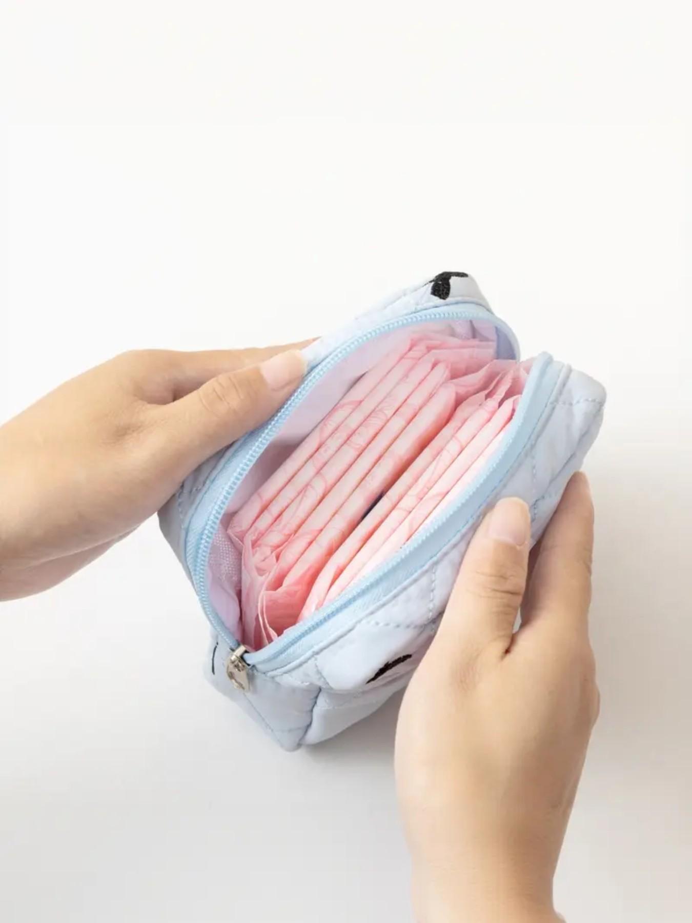 Bow Embroidery Quilted Makeup Bag, Small Portable Cosmetic Pouch for Women, ONLY 1 PC