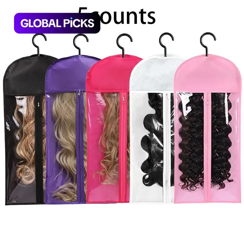 【Black Friday】Wig Storage Bag, 5pcs/set Zipper Transparent Dustproof Durable Cover, Wig Tool, Wig Accessories for Salon & Home Use, Household Dust Cover #GLOBAL PICKS
