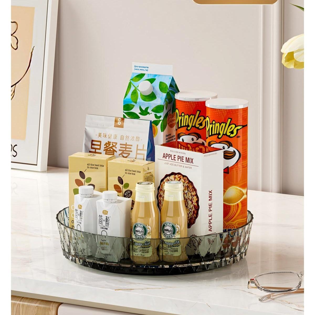 Rotating Storage Rack for Kitchen Countertop, Multi-Functional Rotating Tray, Spice Organizer, Living Room Desktop Storage Tray