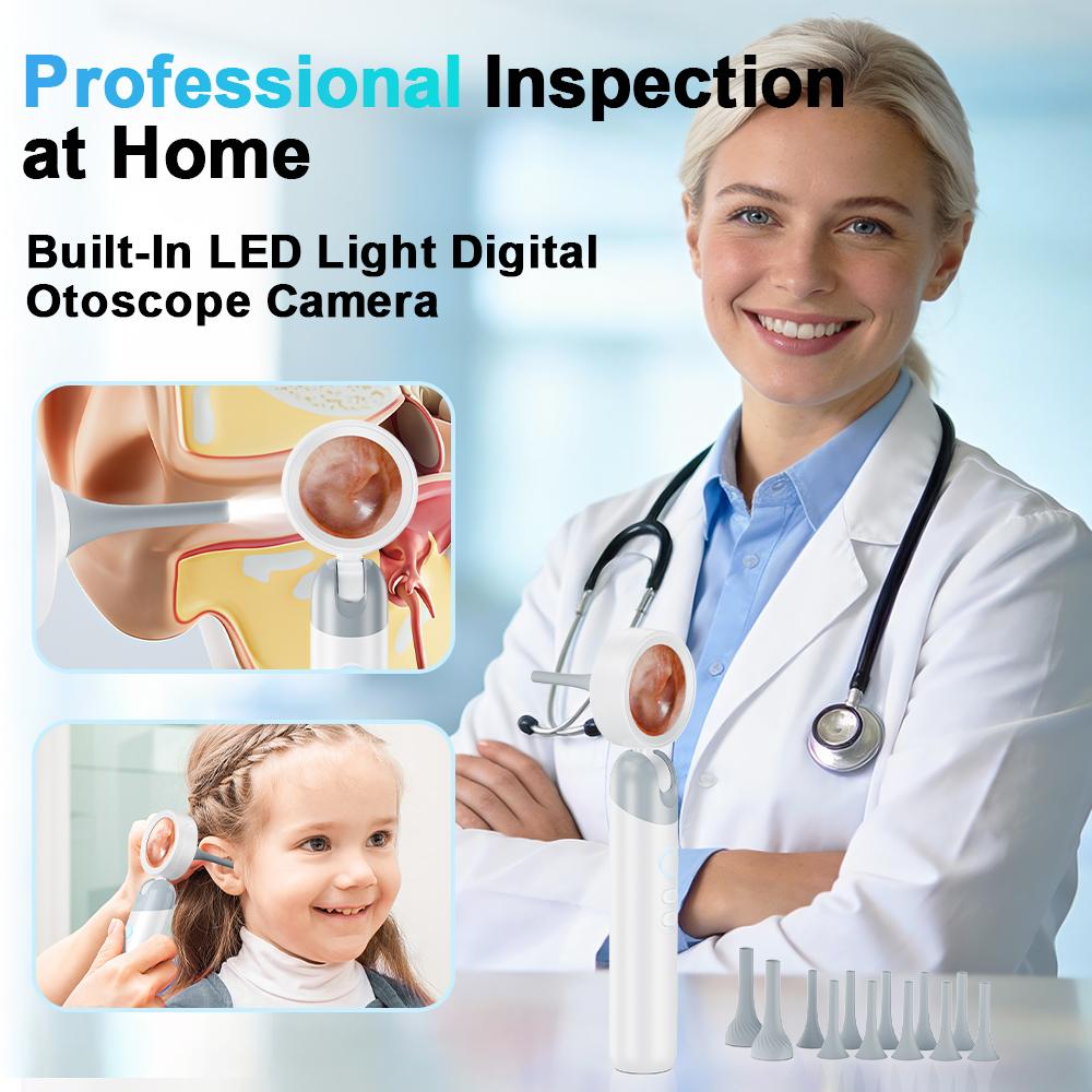 【2026 Upgrade】Aspoven Digital Otoscope with LED Light, 1.4" IPS Screen, 1080P HD Ear Scope for Kids, Adults & Pets, 12 Silicone Specula Tips, Photo & Video Recording, Type-C Rechargeable Ear Wax Removal Tool