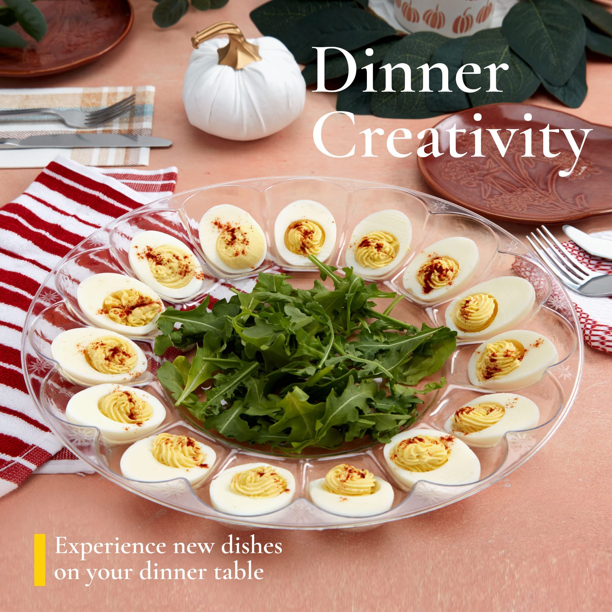 Deviled Egg Containers and Platters - (3 Pack) 15 Slot Clear Plastic Trays with Lid for Eggs and Finger Foods