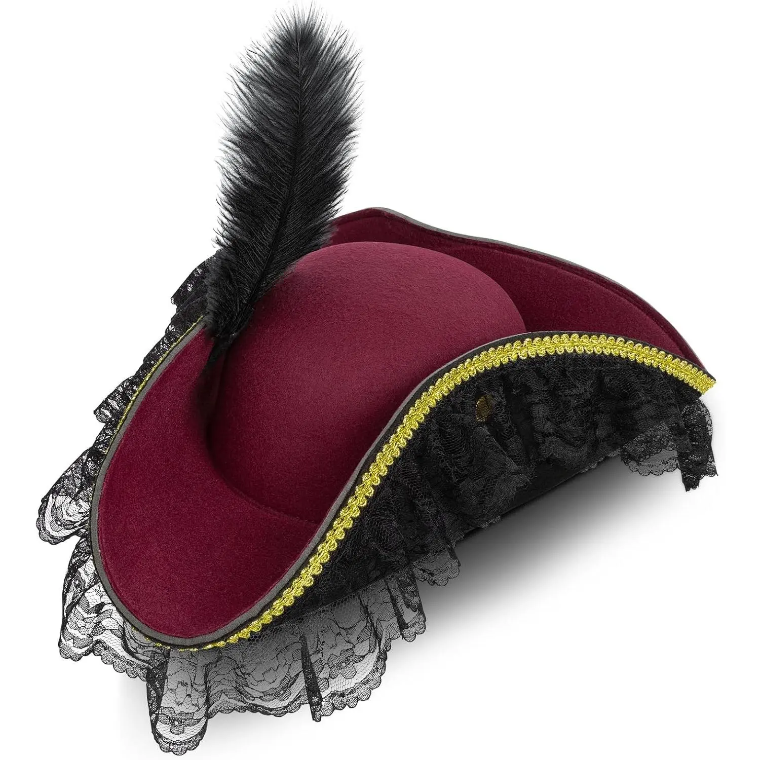 Women's Pirate Costume Hat Renaissance Tricorn Hat Adult Halloween Costume AccessoriesGift