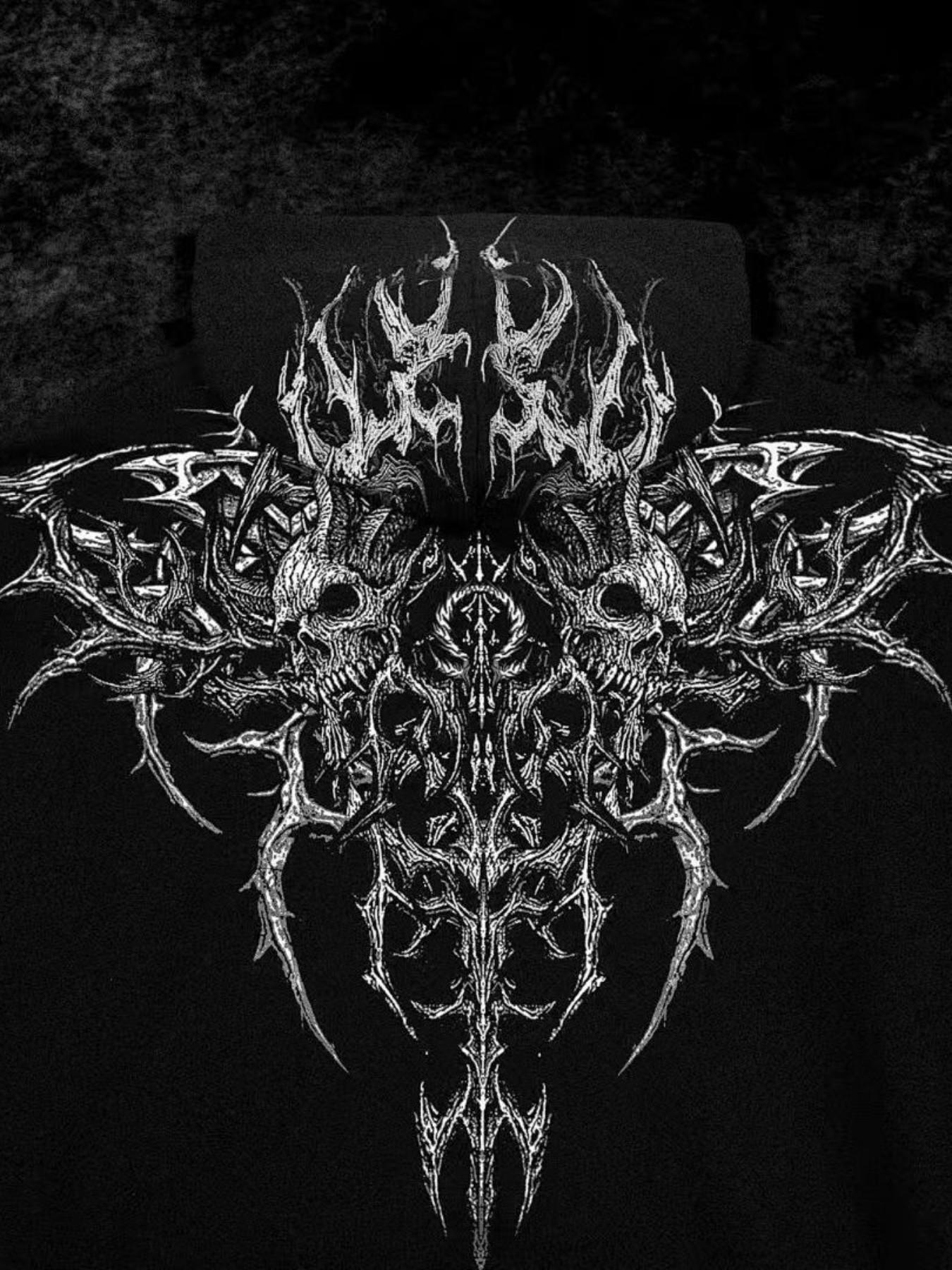 Gothic Demon Skull Print Oversized Hoodie | Y2K Grunge Streetwear Sweatshirt | Dark Aesthetic Hoodie for Men