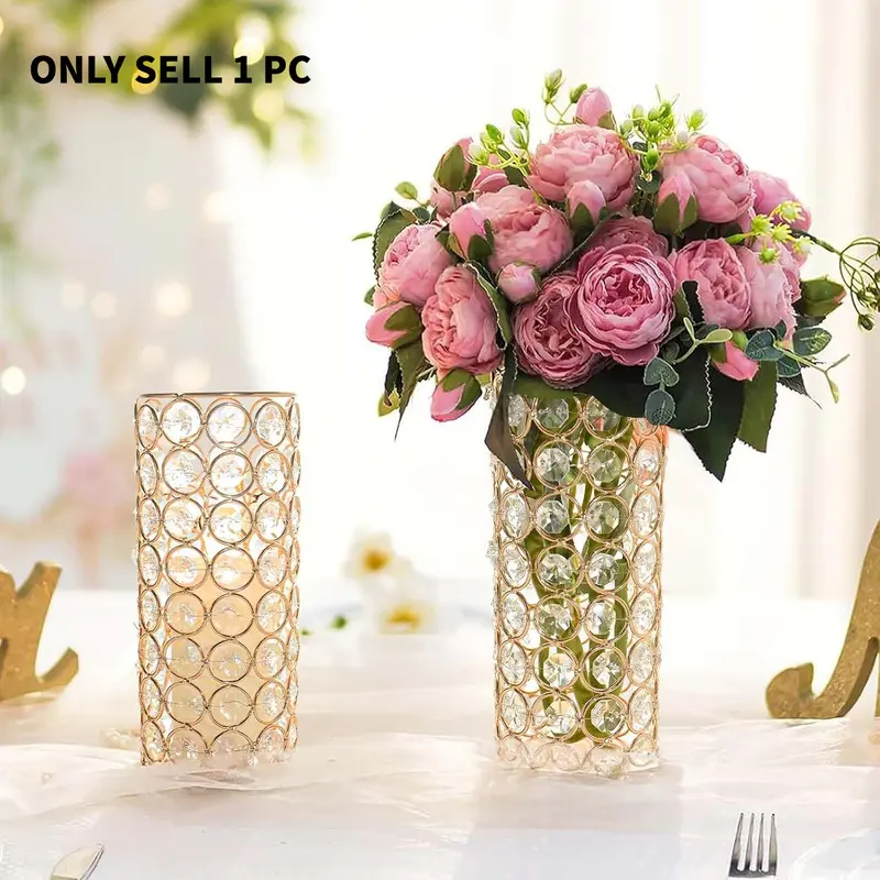 Elegant Cylinder Crystal Vase, Cylindrical Flower Display Table Centerpiece, Suitable for Wedding, Home Decor, Halloween, Christmas and Party Decoration