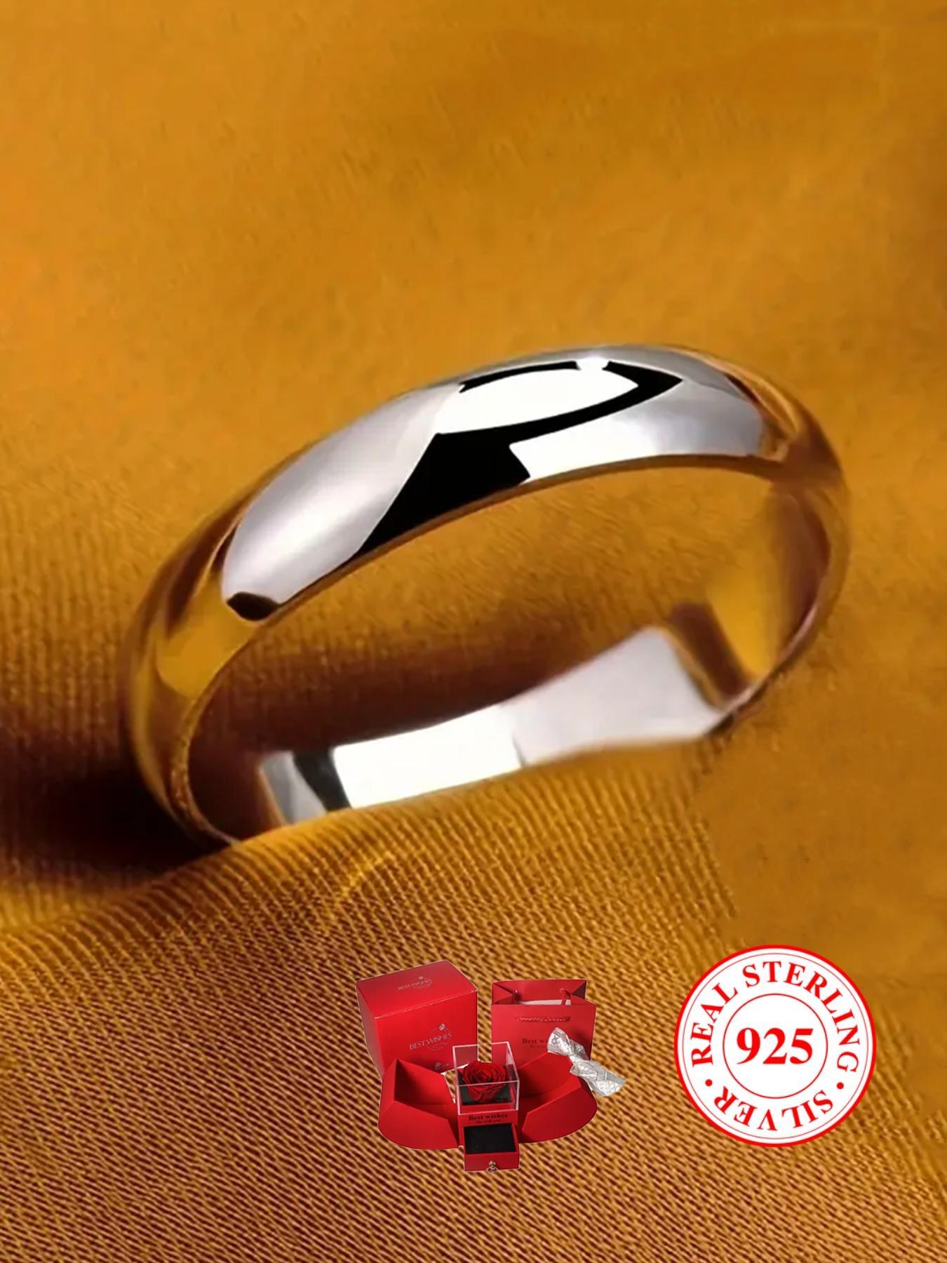 925 Sterling Silver Simple Plain Silver Ring, Elegant Fashion Rings, Fashion Jewelry Accessories for Men & Women, Elegant All-match Fashion Accessories