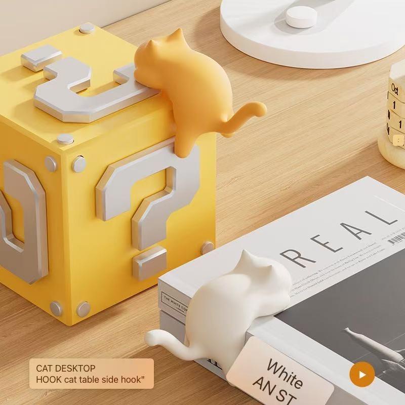 Cat Backpack Hook Table Side No-Drill, Student Desk Multi-Functional Bag Holder, School Desk Accessory, Easy-To-Use