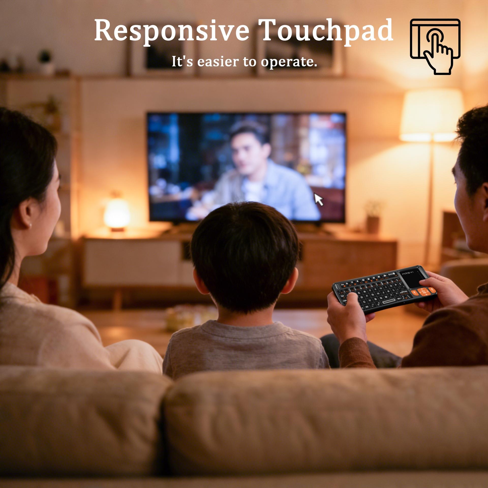 New Bluetooth-compatible Wireless Backlit Keyboard, 2.4g Mini Remote Control, Touchpad and Flashlight Function, Rechargeable Keyboard for Smart TV Computer Laptop