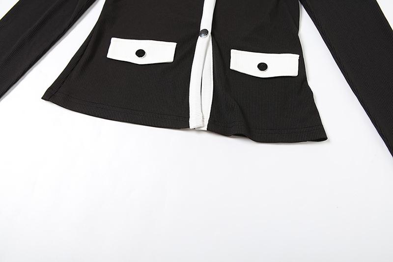 DOUCIU Autumn French Intellectual Elegance Commuting Casual Versatile Simple Women's Thin Contrast Color Button Cardigan Long-Sleeved Top & Trousers Two-Piece Set, Lady, Pants Suit