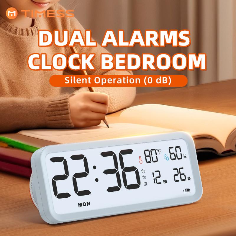 TIMESS Visual Timer Alarm Clock, LED Large Screen Display, Easy-to-use Rotary Knob, Silent Movement, Battery Powered, Backlit Display, Count Up and Count Down, Bedroom, Office, Modern Desktop Home Decor, Holiday Gift