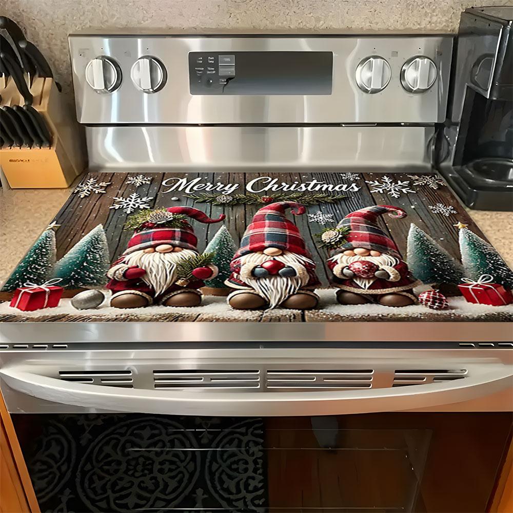 Easter Soft Magnetic Stove Panel Protector Pad, Small Dwarf Flower Wood Grain Design, Scratch Resistant, Easy to Clean, Multi-Purpose Kitchen Cover