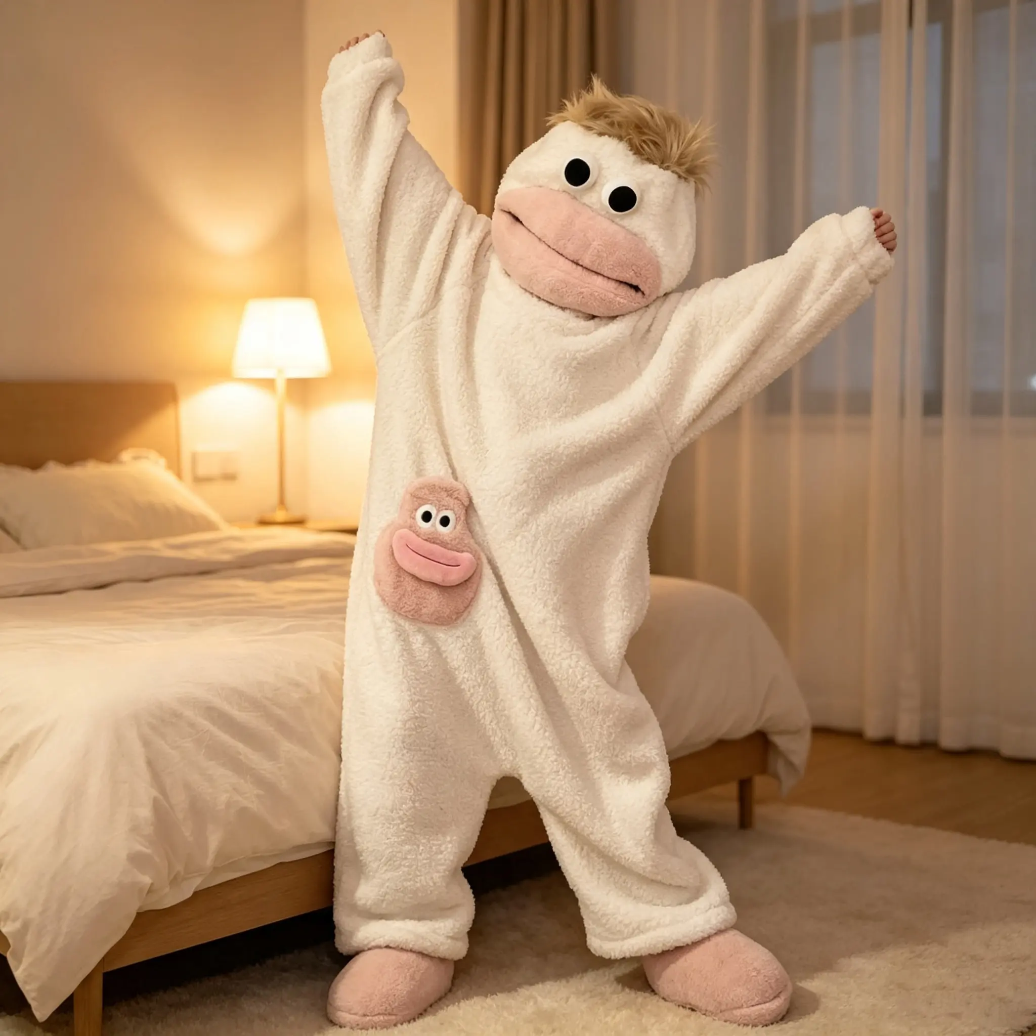 Funny Big Mouth Monster Adult Onesie Fleece Couples Pajamas Quirky Novelty Loungewear Costume Ugly Cute Plush Cosplay Suit Winter Warm Polyester Sleepwear Mini Face Pouch 2026 Pajama Party Halloween Gift
