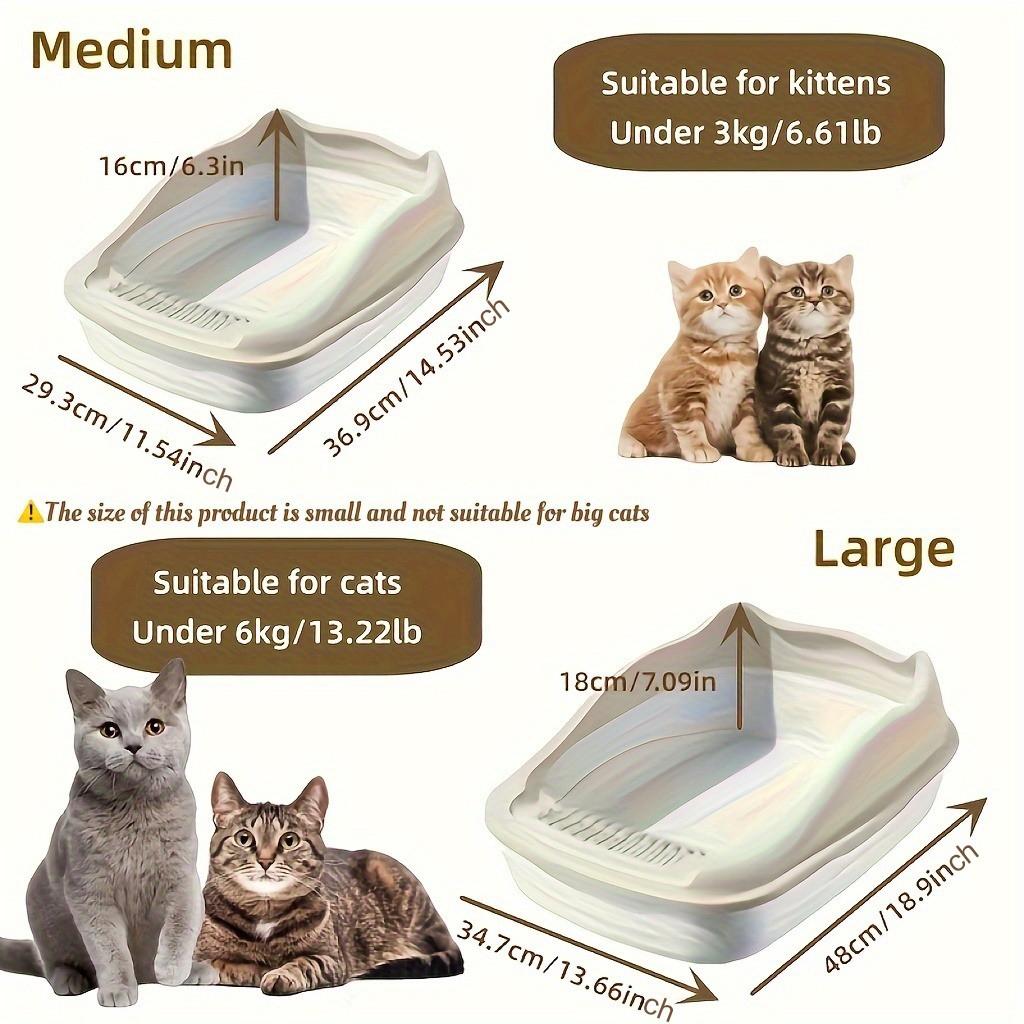 Half-Enclosed Cat Litter Box, Three-Sided Anti-Fall Design, Super Large/extra Small Size Available, Suitable for Kittens to Large Cats