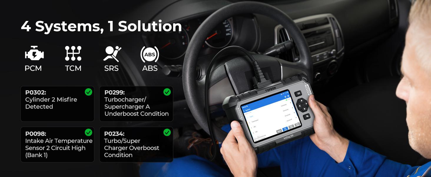 TOPDON AD500 OBD2 Scanner Car Code Reader Scan Tool 6 Reset Functions 4 Systems Diagnostics