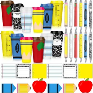 Honeydak Teachers Appreciation Gift in Bulk Thank You Teacher Gift Bulk Teacher Tumbler Cute Composition Books Sticky Notes Ballpoint Pens for Mentor Lecturer Counselor Educator(Classic,16 oz,12 Set)
