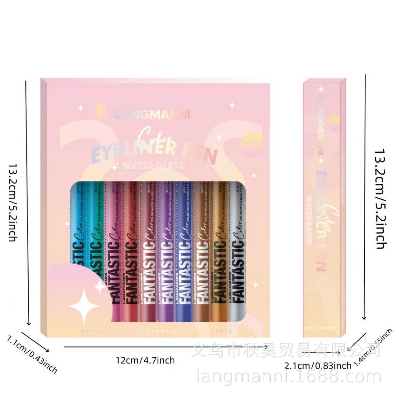 LANGMANNI 12-Piece Multi-Pack Liquid Eyeliner Pen Set, Waterproof, Long-Lasting, Smudge-Proof Ultra-Pigmented Matte Quick-Dry Colorful Eyeliner for Daily & Creative Eye Makeup Cosmetic Gift Set, 12-Piece Set