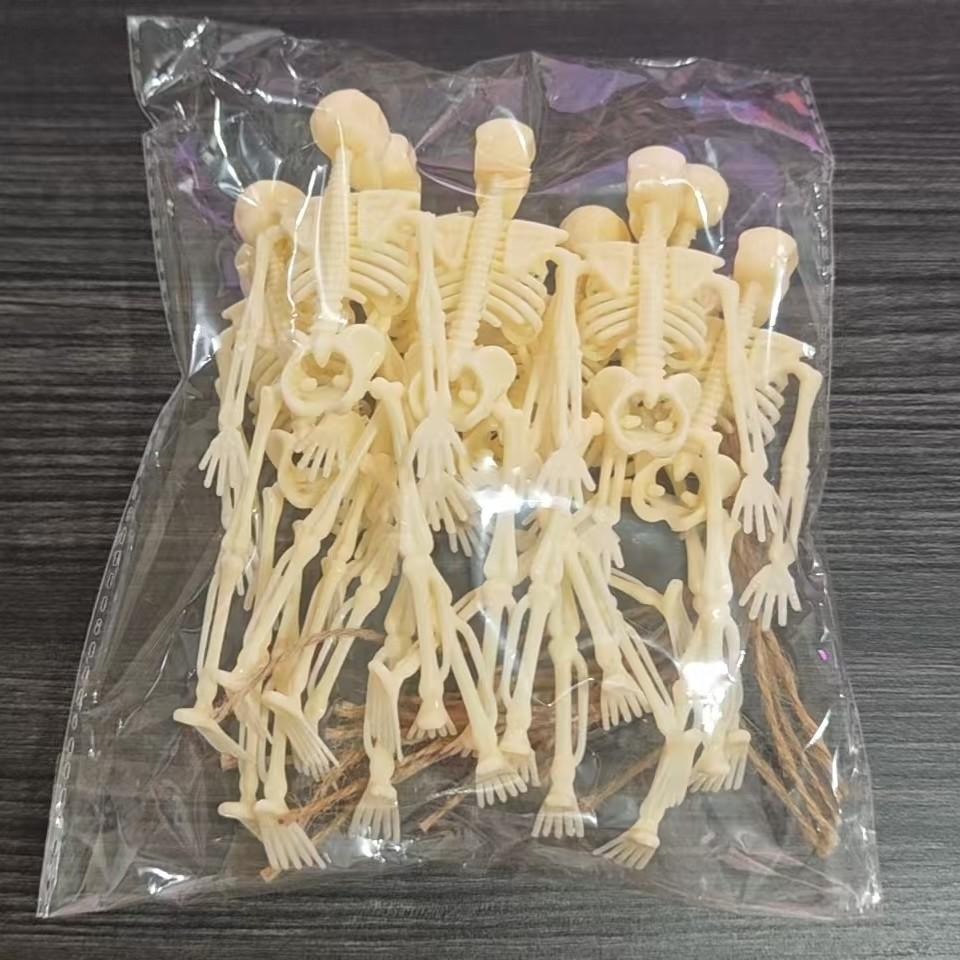 Halloween Decorations, Adjustable Small Skull Plastic Skeletons, Perfect for Porch, Yard, Cemetery, Haunted House Parties, DIY Halloween Props