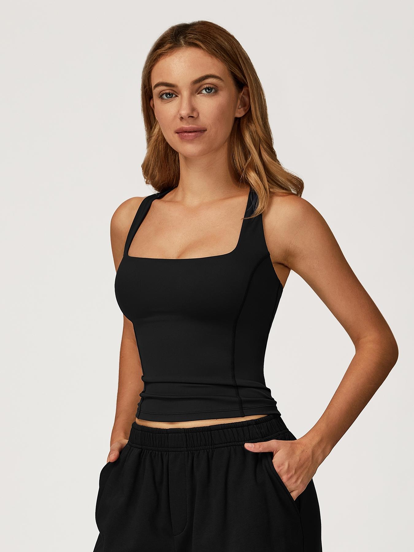 Women's Seamless Yoga Vest, Cross Back Design, Tight-Fitting Sports Tank Top, Sporty Cami Top for Outdoor Running & Fitness Workout Wear