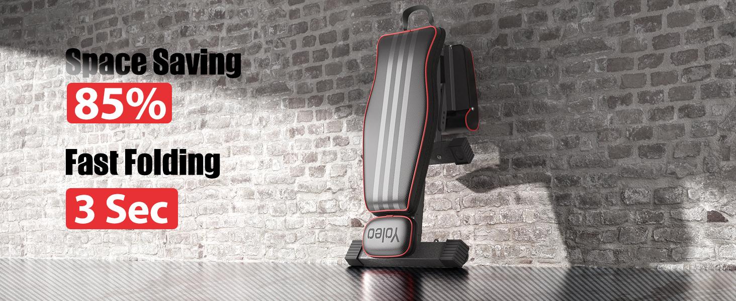 Yoleo Adjustable Weight Bench, Foldable Workout Bench for Home Gym Full Body Workout Strength Training, Incline Decline Flat Utility Bench with Quick Adjustment