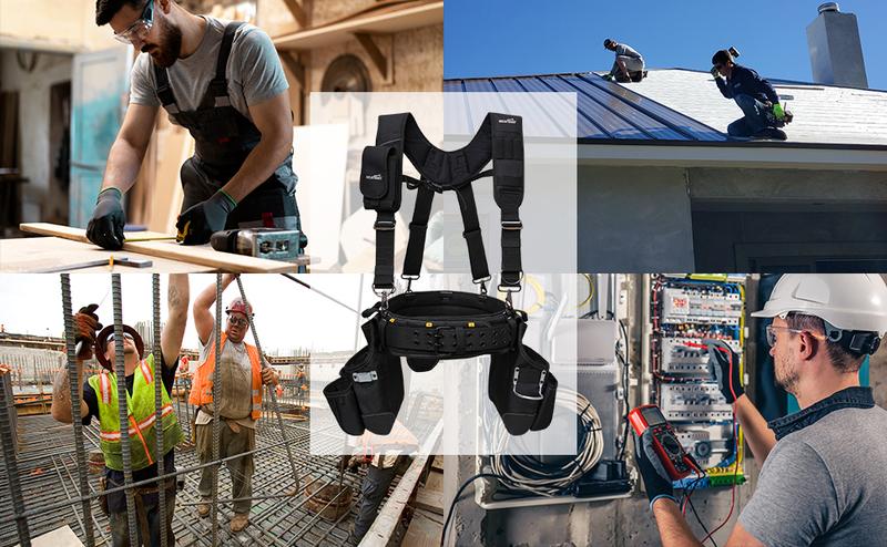 MELOTOUGH Tool Belt with Suspenders Tool Bag Supenders Framers Comb Apron Tool Belt Construction Tool Pouch Builder Heavy Duty Carpenter Suspension Rig for Electrician,  Heavy Duty tool  belts tool pouch Heavy Duty hammer holder  suspender