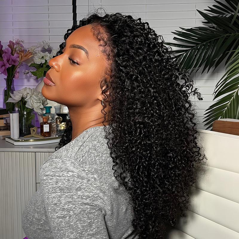 Pizazz Hair 280% density 4C Edge Curly Bob Wigs Human Hair 8x5 HD Lace Front Wig With Super Natural Hairline,Pre bleached Knots Human Hair Wig