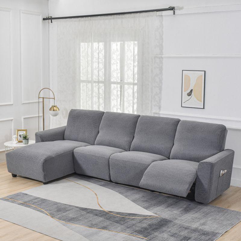 L-Shaped Leaf Pattern Sofa Cover Set, Includes Backrest Seat Armrests, Soft Comfortable Universal Fit, Easy To Maintain Sofa Cover, Stylish Bedroom Decor