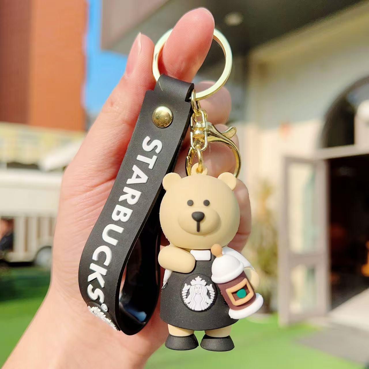 Starbucks Bear Keychain, Car Bag Charm, Perfect Gift, Cute Accessory, Ideal for Office Workers, Stylish & Functional