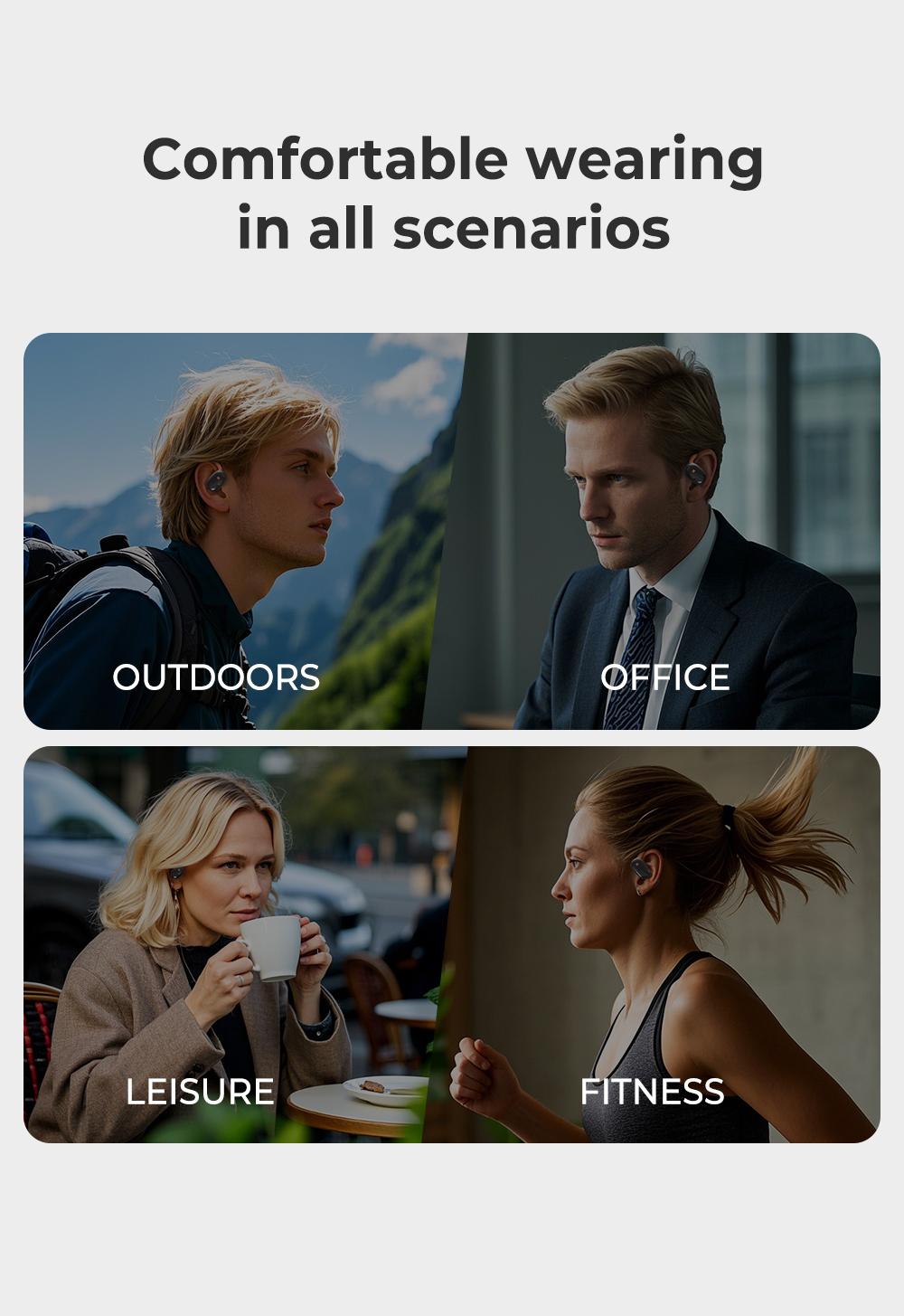 ERAZER XF33 OWS Wireless Bluetooth 5.4 Earphones Luminous Headphones HIFI Sound Quality Music Full Color Display Touch Screen Gaming Headsets Built-in Mic Earbuds Compatible with Phone Computer