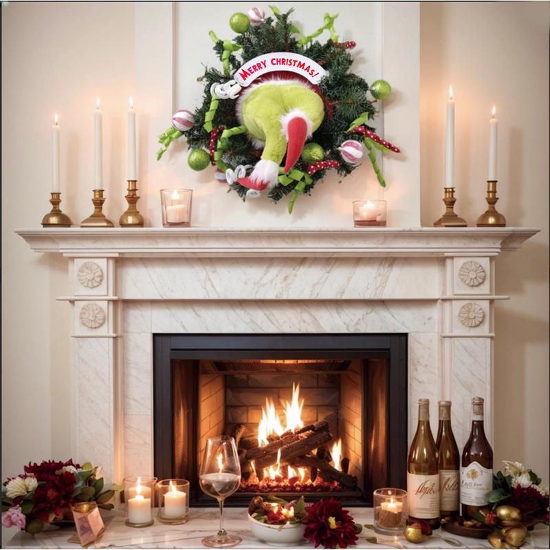 AlanoRoots Funny Green Monster Christmas Wreath – Naughty Holiday Door Decor with Fluffy Legs, Whimsical Butt Design for Home, Office or Party – Viral TikTok Xmas Decoration Idea! Artificial Hanging Diy Ornament christmas tree lights