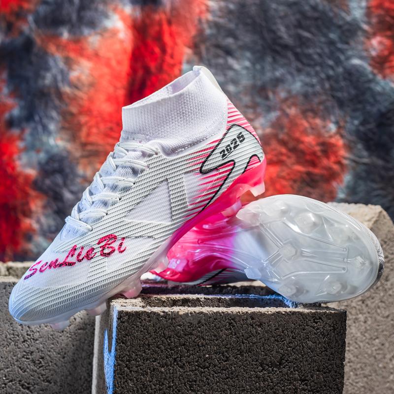 Unisex Professional Ag Football Cleats, Speed Cleats, Outdoor Sports Soccer Boots, Long Studs High Top, Artificial Grass Shoes, Turf Shoes, Lightweight Comfortable