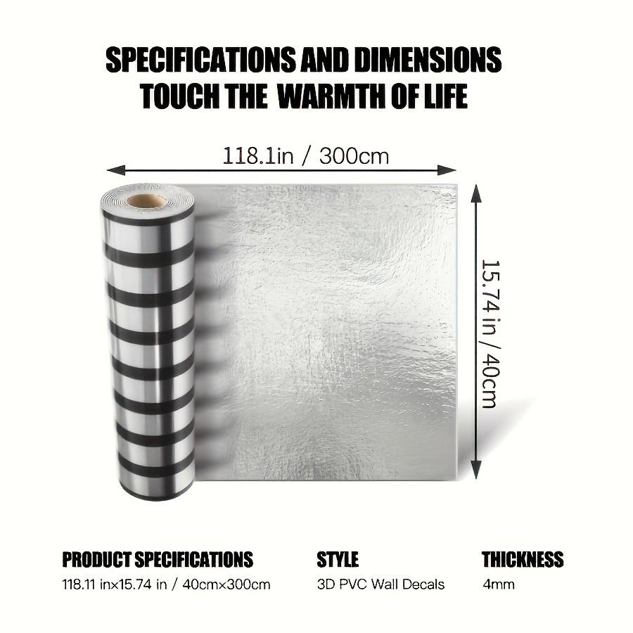 1 Roll 2.8mm Thick Gold Foil Grid Stripe Wallpaper, Mirror Surface 3D Peel and Stick Wall Sticker, Modern Luxury Wall Decor for Living Room Bedroom Office Meeting Room