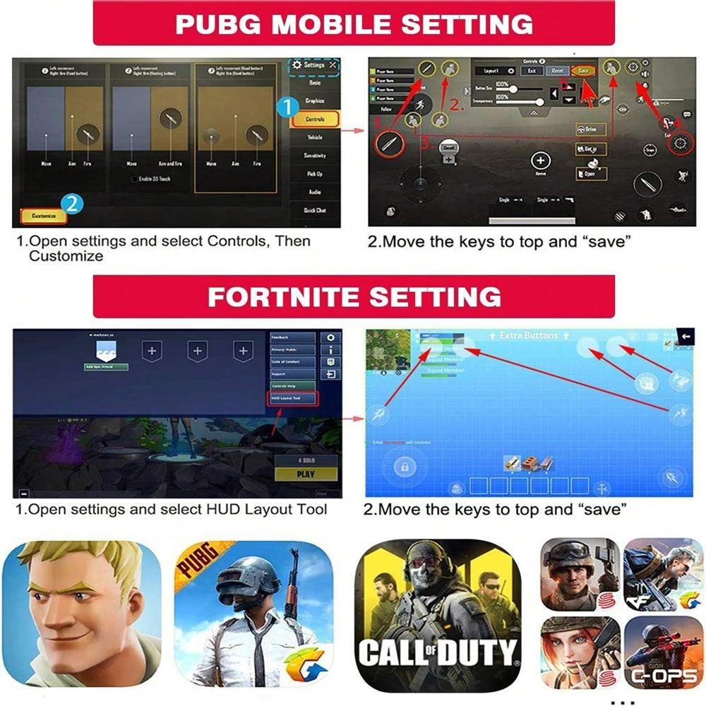 Mobile game controller for iOS and Android mobile phone trigger for games game grip Universal Joystick gamepad shooting aiming key suitable for 4.7-6.5 inch mobile phones