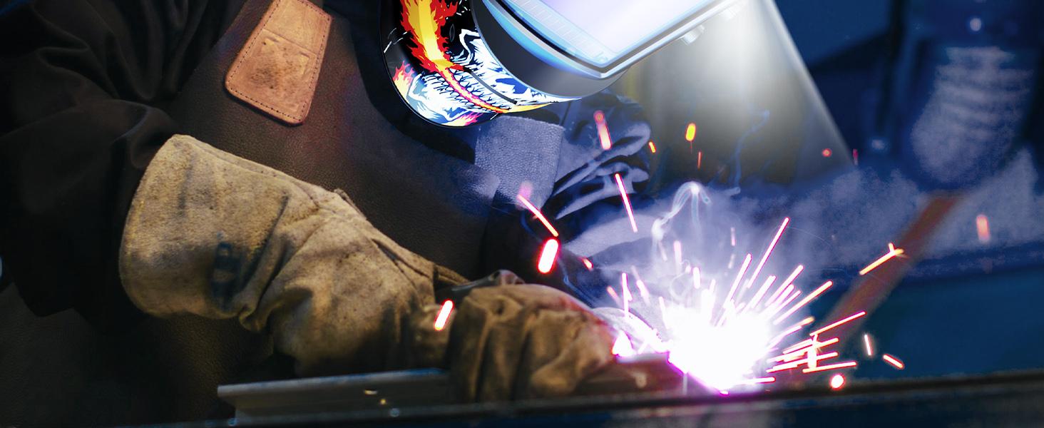 ARCCAPTAIN 3.94" x 3.66" Auto Darkening Welding Helmet, Solar Powered True Color Welding Hood, 1/1/1/1 Top Optical Clarity Welder Helmet, 4 Arc Sensor Wide Shade 4/5-9/9-13 for Stick MIG TIG Cut