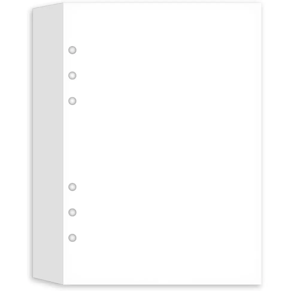 (3 Pack) A5 Blank Paper Refills, 6 Hole Punched, 300 Sheets/600 Pages Loose Leaf Paper for Large Leather Journal/Binders, 100gsm Printing Papers, 5.8'' x 8.2''