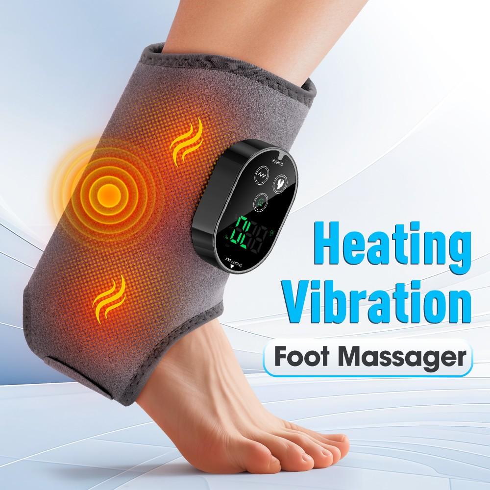 Wireless Ankle Foot Massager, 6 Temperature Settings, 3 Vibration Modes, Adjustable Timer, 3000mah Battery, 3-IN-1 Used for Foot, Ankle, Elbow, Fits Left/Right Feet