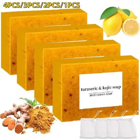Lemon Turmeric Kojic Acid Soap, Turmeric & Kojic Acid Brightening Soap, Dark Spot Remover, Kojic Acid Soap, Soap Body Care Body Wash Lemon Flawless Organic